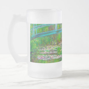 Caneca De Cerveja Vidro Jateado Ponte Monet Japonesa e Lírios de Água