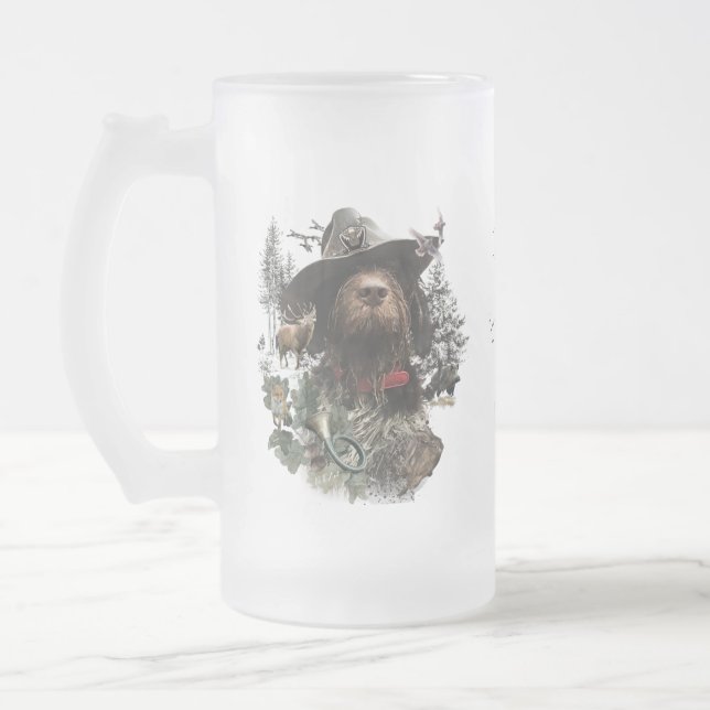 Caneca De Cerveja Vidro Jateado Ponteiro alemão Wirehaired (Esquerda)