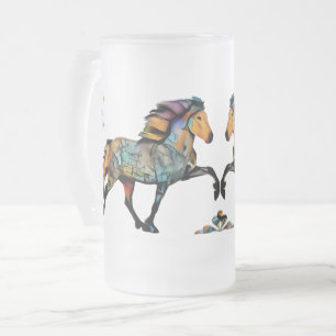 Caneca De Cerveja Vidro Jateado Pop Art Islandês Horse