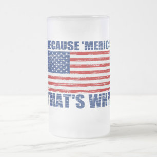 Caneca De Cerveja Vidro Jateado PORQUE 'caneca de cerveja da bandeira de MERICA É