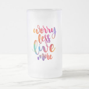 Caneca De Cerveja Vidro Jateado Preocupe menos viva mais