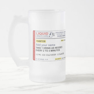Caneca De Cerveja Vidro Jateado Prescrição da cerveja (adicione seu nome)