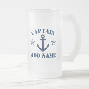 Caneca De Cerveja Vidro Jateado Presente de caneca de vidro fosco náutico para mar