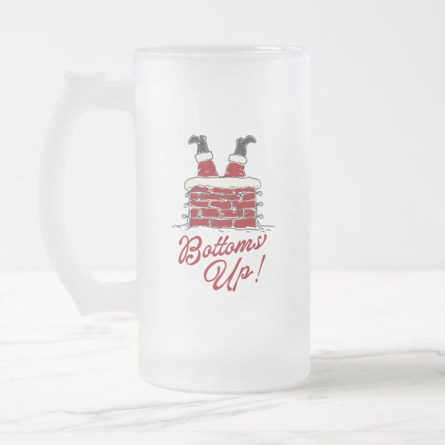 Caneca De Cerveja Vidro Jateado Presente de festa de Natal engraçado do Papai Noel (Esquerda)