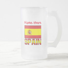 Caneca De Cerveja Vidro Jateado Presente Personalizado Bandeira da Espanha Patrimô