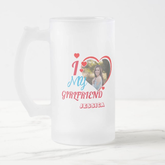 Caneca De Cerveja Vidro Jateado Presente personalizado: "💗 minha Namorada Jessica (Esquerda)