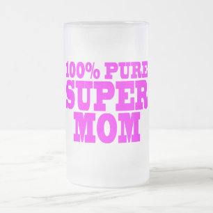 Caneca De Cerveja Vidro Jateado Presentes cor-de-rosa legal para mães: Mamã supe