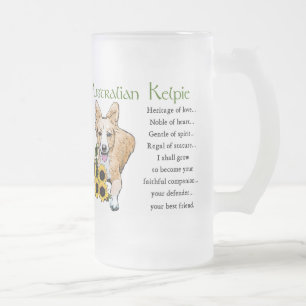 Caneca De Cerveja Vidro Jateado Presentes de arte em Kelpie australianos