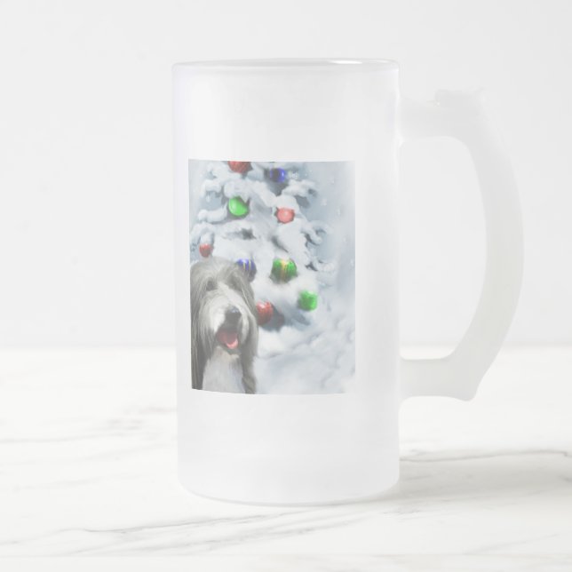 Caneca De Cerveja Vidro Jateado Presentes de Natal Collie (Direita)