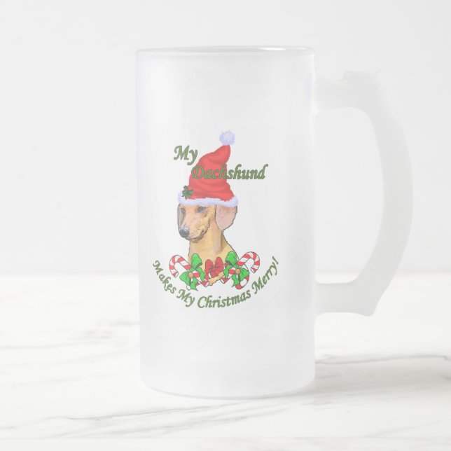 Caneca De Cerveja Vidro Jateado Presentes de Natal Dachshund (Direita)
