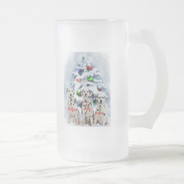Caneca De Cerveja Vidro Jateado Presentes de Natal Dalmáticos (Direita)
