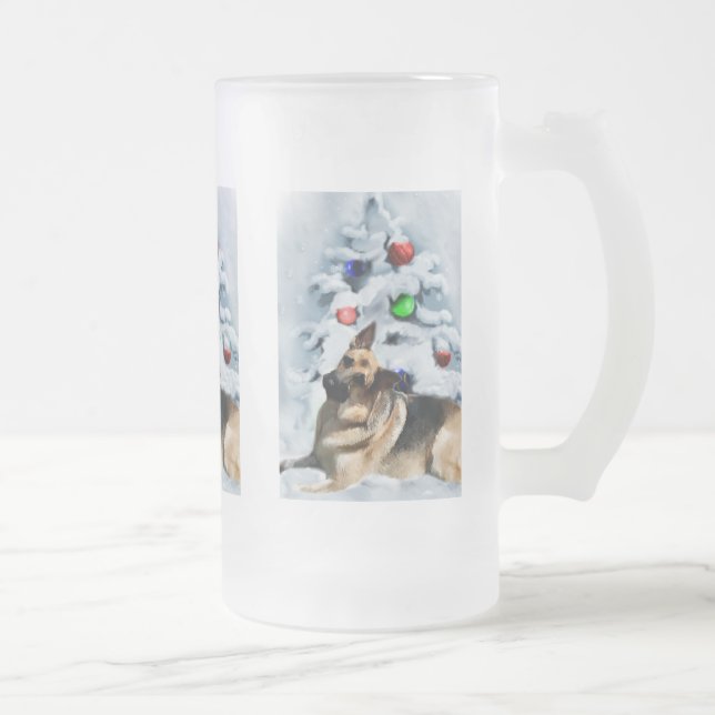Caneca De Cerveja Vidro Jateado Presentes de Natal de german shepherd (Direita)