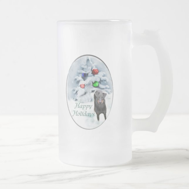 Caneca De Cerveja Vidro Jateado Presentes de Natal de Manchester Terrier (Direita)