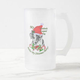 Caneca De Cerveja Vidro Jateado Presentes de Natal do Cão-Leopardo Catahoula