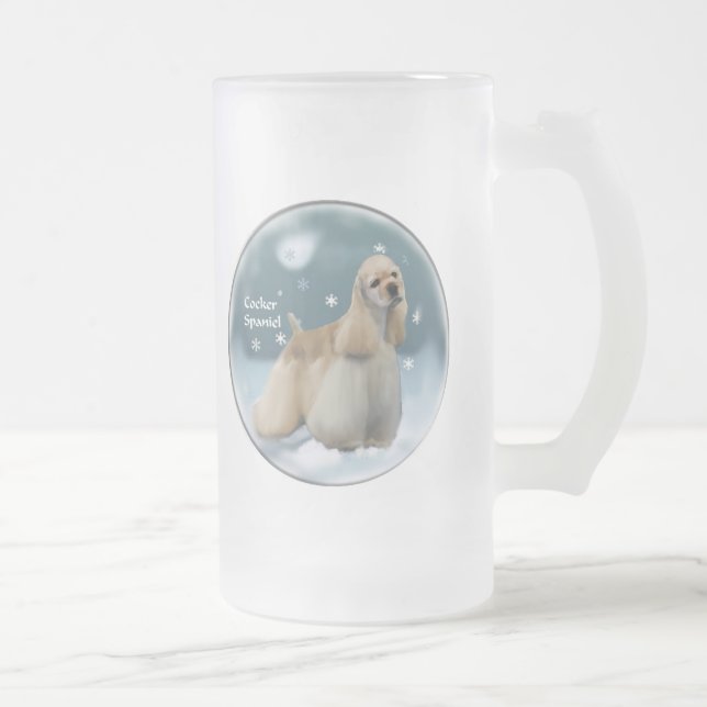 Caneca De Cerveja Vidro Jateado Presentes de Natal do Cocker Spaniel (Direita)