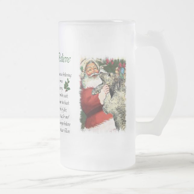 Caneca De Cerveja Vidro Jateado Presentes de Natal do Wolfhound Irlandês (Direita)