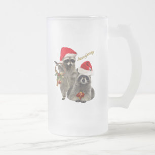 Caneca De Cerveja Vidro Jateado Presentes de Natal em Raccoon