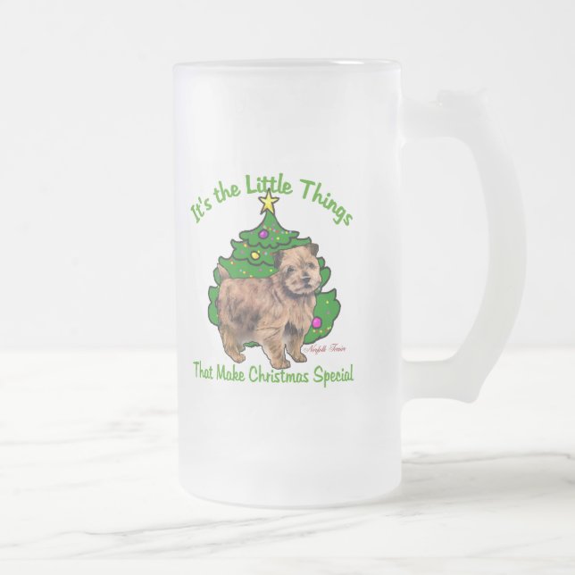 Caneca De Cerveja Vidro Jateado Presentes de Natal Norfolk Terrier (Direita)