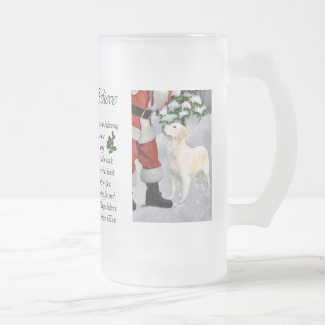 Caneca De Cerveja Vidro Jateado Presentes de Natal para ouro Retriever (Direita)