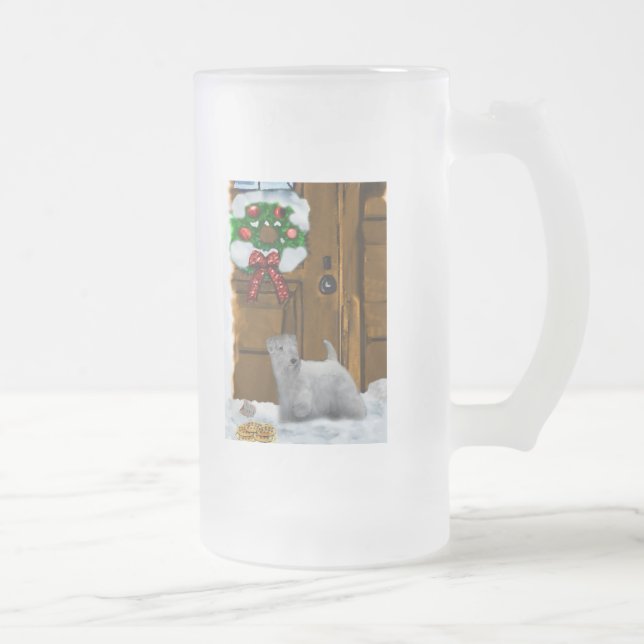 Caneca De Cerveja Vidro Jateado Presentes de Natal Sealyham Terrier (Direita)