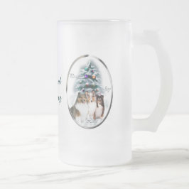 Caneca De Cerveja Vidro Jateado Presentes de Natal Shetland Sheepdog
