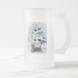 Caneca De Cerveja Vidro Jateado Presentes de Natal Silky Terrier