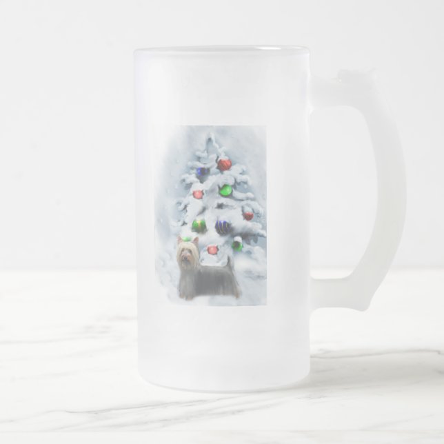 Caneca De Cerveja Vidro Jateado Presentes de Natal Silky Terrier (Direita)