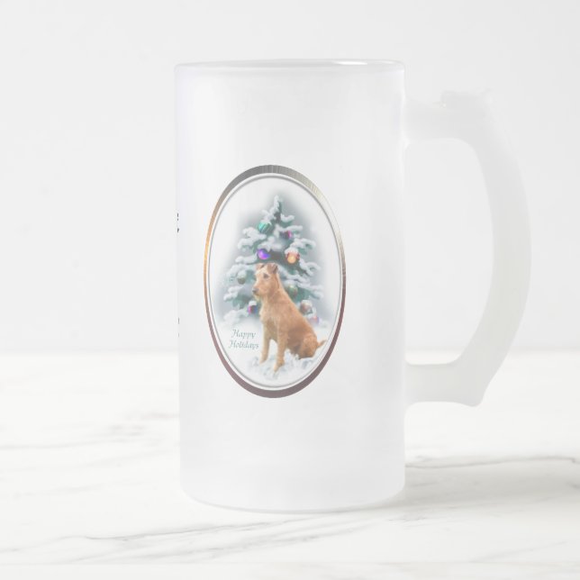 Caneca De Cerveja Vidro Jateado Presentes de Natal Terrier irlandeses (Direita)