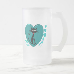 Caneca De Cerveja Vidro Jateado Presentes do amante do gato