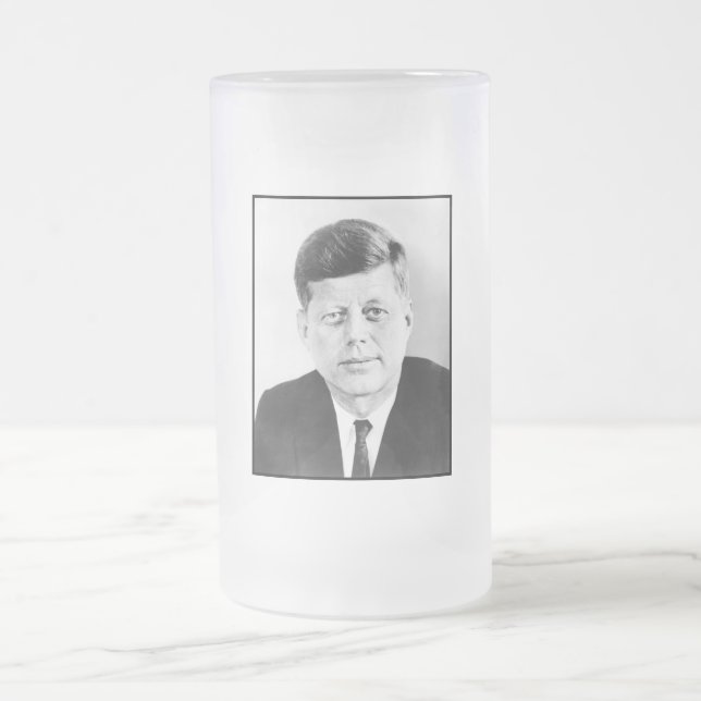 Caneca De Cerveja Vidro Jateado Presidente John F Kennedy Retrato Vidro Fosco Be (Centro)