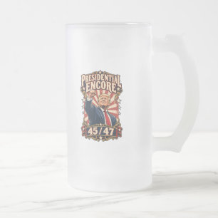 Caneca De Cerveja Vidro Jateado Presidential Encore 45/47 de dois lados