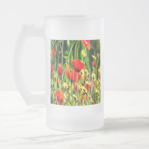 Caneca De Cerveja Vidro Jateado Primavera Poppies E Pintura Da Flor De Prados