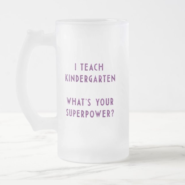 Caneca De Cerveja Vidro Jateado Professora de Jardim de Infância Superpoder Educad (Esquerda)