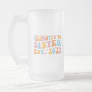 Caneca De Cerveja Vidro Jateado Promovida a Irmã Est 2027 Irmã Mais Velha
