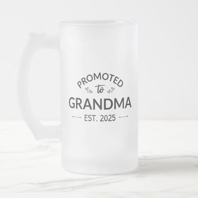 Caneca De Cerveja Vidro Jateado Promovido À Avó Est. 2025 II (Esquerda)