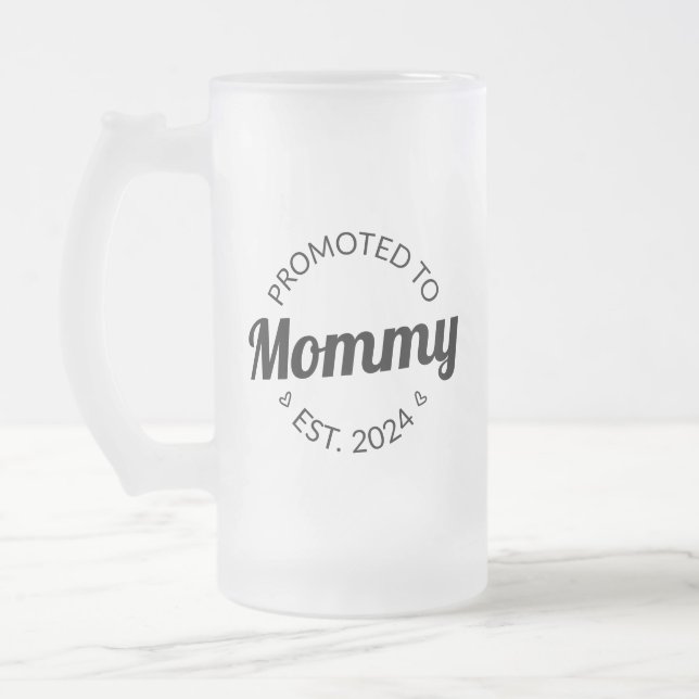 Caneca De Cerveja Vidro Jateado Promovido A Mamães Est. 2024 I (Esquerda)