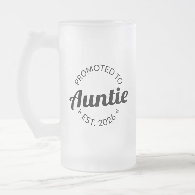 Caneca De Cerveja Vidro Jateado Promovido À Tia Est. 2026 I (Esquerda)