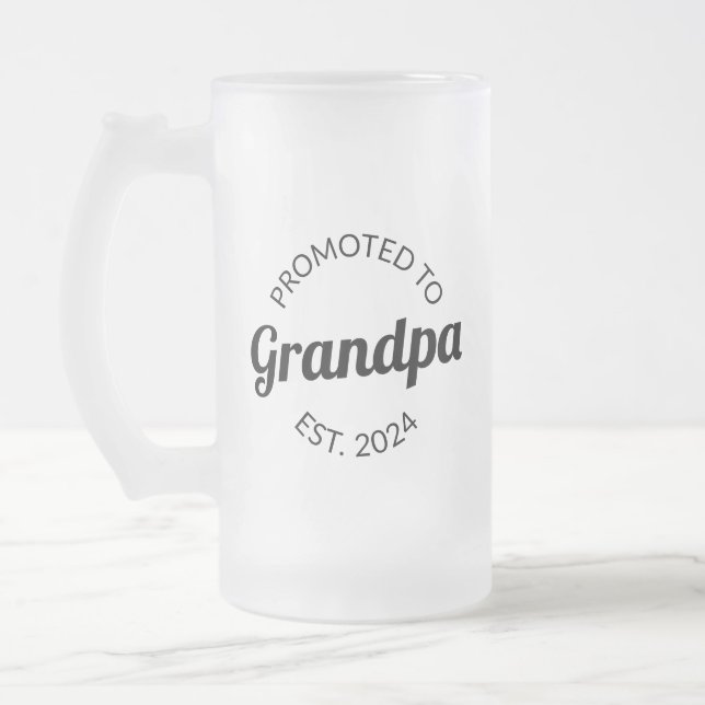 Caneca De Cerveja Vidro Jateado Promovido Ao Vovô Est. 2024 I (Esquerda)