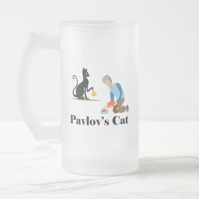 Caneca De Cerveja Vidro Jateado Psicologia Gata de Pavlov (Esquerda)