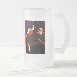 Caneca De Cerveja Vidro Jateado punhos de fogo.