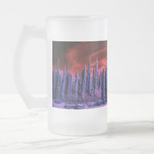 Caneca De Cerveja Vidro Jateado púrpura do céu de inverno