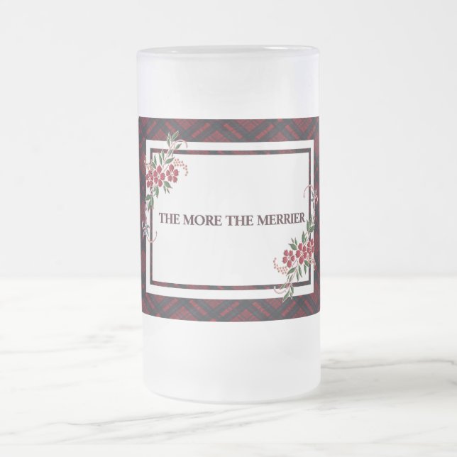 Caneca De Cerveja Vidro Jateado Quanto Mais A Xadrez Vermelha Merrier (Centro)