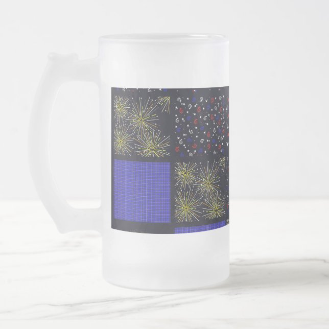 Caneca De Cerveja Vidro Jateado Quatro de Julho Patchwork Pattern - 4 de Julho (Esquerda)