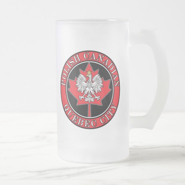 Caneca De Cerveja Vidro Jateado Quebec City Round Polonês Folha (Direita)