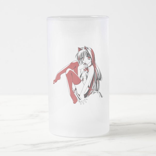 Caneca De Cerveja Vidro Jateado R & B Manga, Neko Catgirl Furry Loli Anime (Centro)
