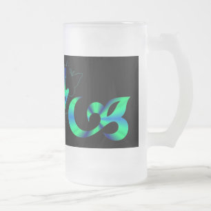 Caneca De Cerveja Vidro Jateado Rainbow Heart Lily e Butterfly