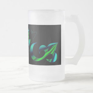 Caneca De Cerveja Vidro Jateado Rainbow Heart Lily e Butterfly
