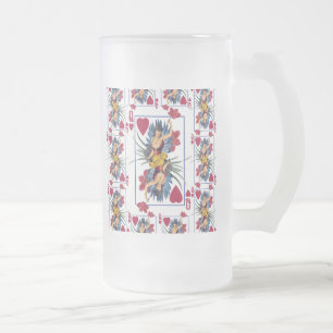 Caneca De Cerveja Vidro Jateado Rainha de Copas e Flores