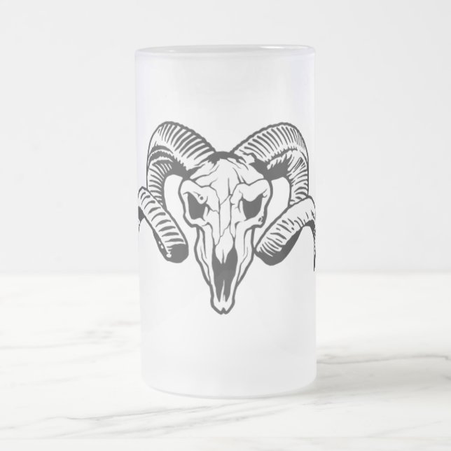 CANECA DE CERVEJA VIDRO JATEADO RAM SKULL (Centro)