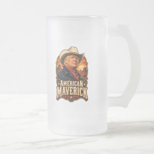 Caneca De Cerveja Vidro Jateado Rebelde Americano Ocidental de Dois Lados